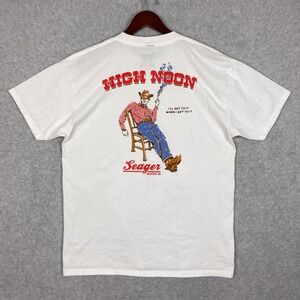 Seager Shirt Mens L White High Noon Tee Cotton Crewneck Short Sleeve